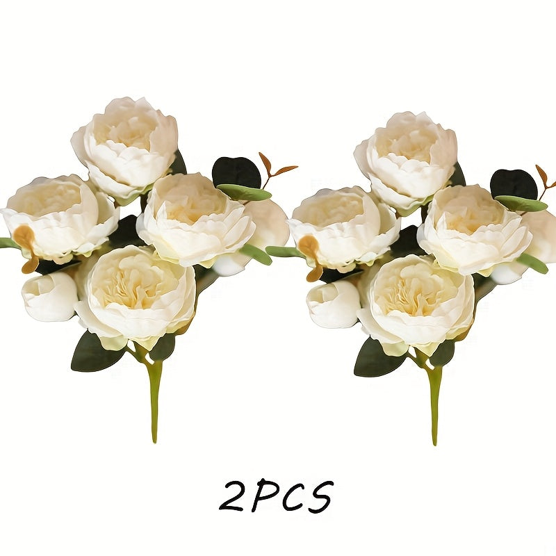 2pcs Lifelike Peony Artificial Flowers - 5 Blooms Each, Perfect for Weddings, Engagements & Home Decor, Best for Christmas, Perfect for Thanksgiving