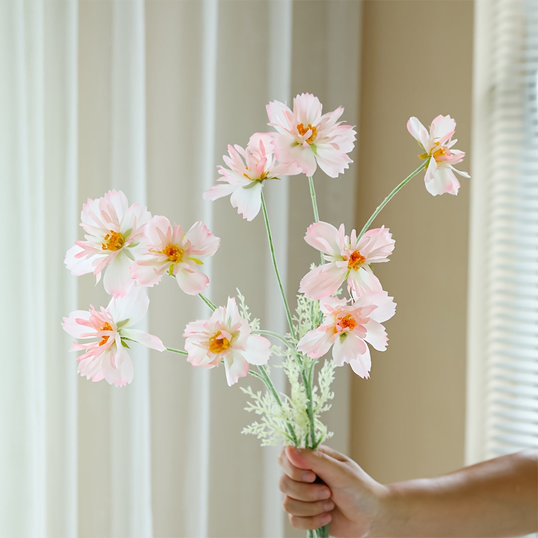3pcs, Artificial Flowers, Cosmos Bipinnatus Spring Decoration, Small Daisies Cosmos, Artificial Flowers Chamomile, Silk Cloth Fake Flowers, Yard Decorations, Yard Supplies, Party Decorations, Holiday Supplies, Holiday Arrangements, Garden Decorations