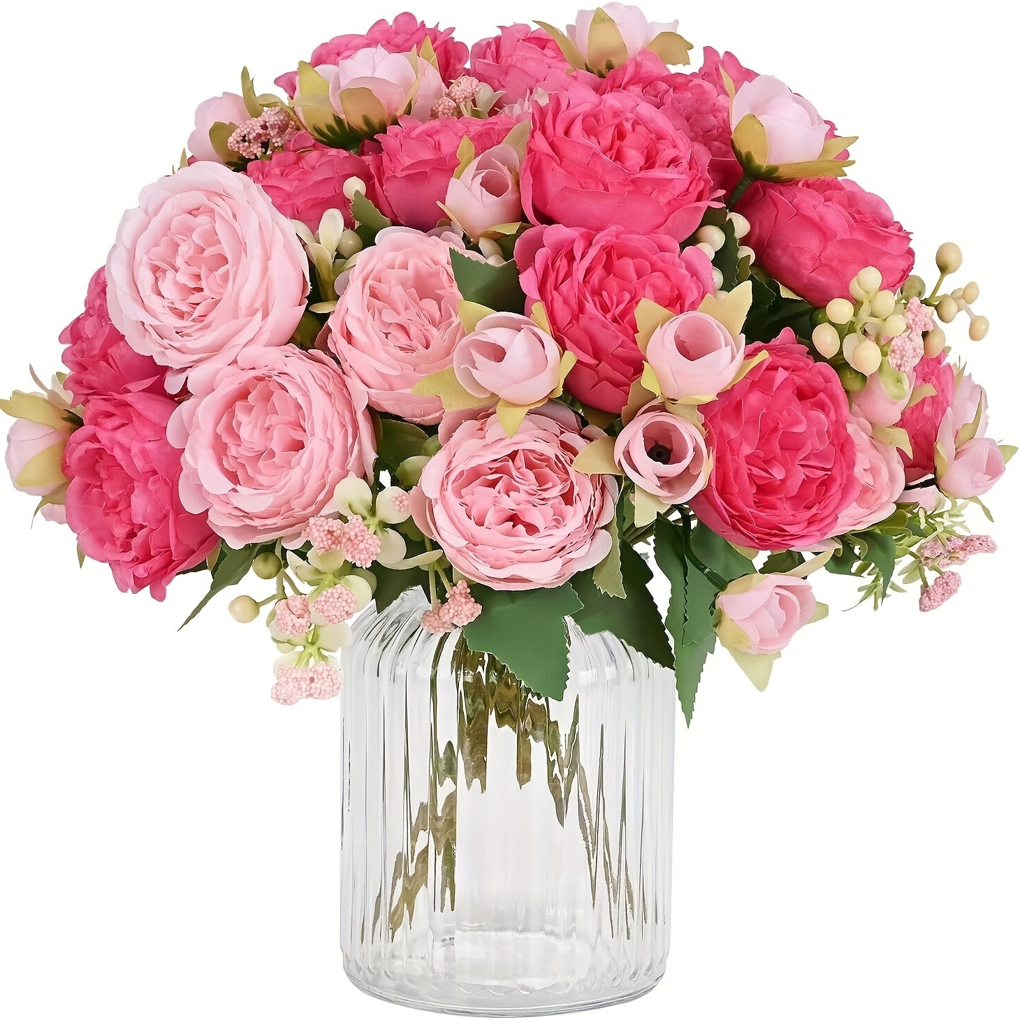 2 Bundles Peonies Artificial Flowers, Mixed Pink Artificial Peonies, Silk Peonies Flowers Fake Peonies Artificial Flowers Peonies Bouquet for Centerpiece Table Wedding Party Home Decor