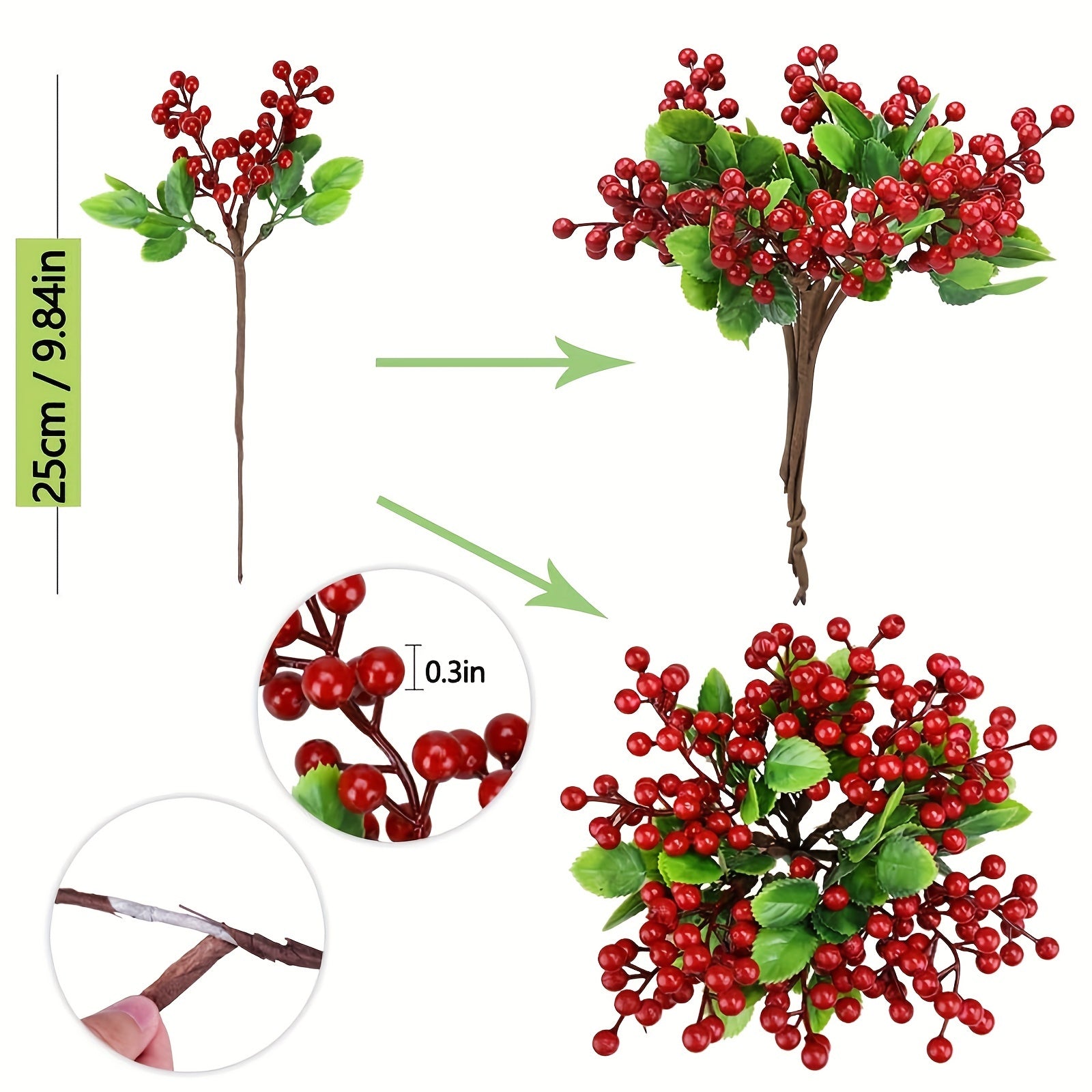 artificial blueberries with stems Christmas