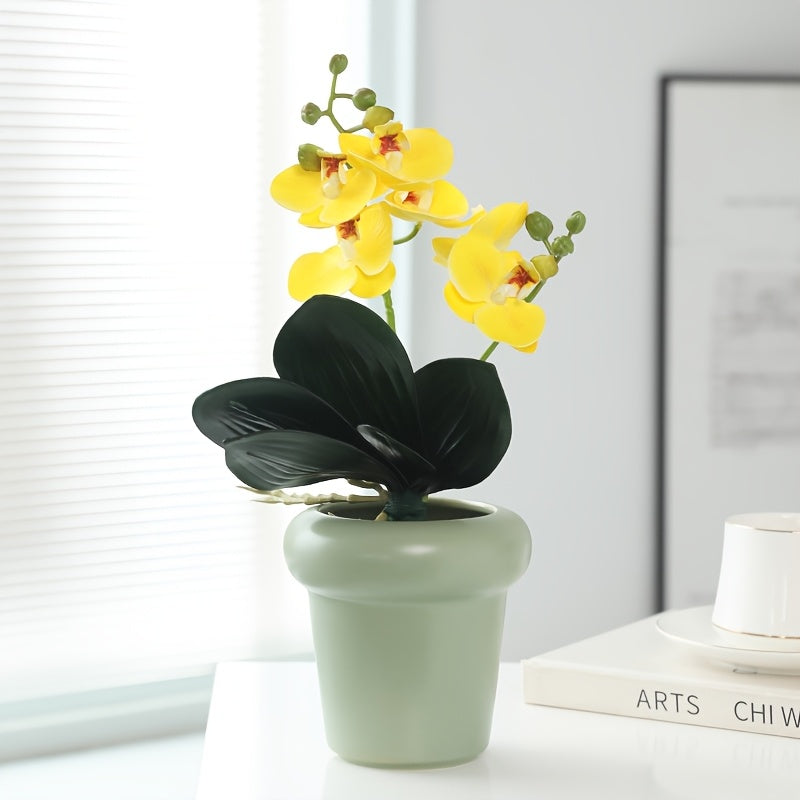 Elegant Artificial Phalaenopsis Orchid Bonsai - Perfect for Home & Office Decor, Spring/Summer Room Accent, Wedding Centerpiece (Pot Not Included)