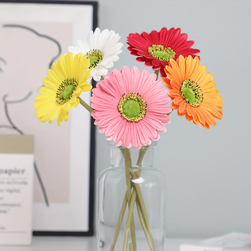 6pcs MOHUAGE Artificial Sunflower Bouquet - Real Touch Plastic Flowers for Home Decor, Garden Style, Perfect for Christmas, Thanksgiving, Valentine&