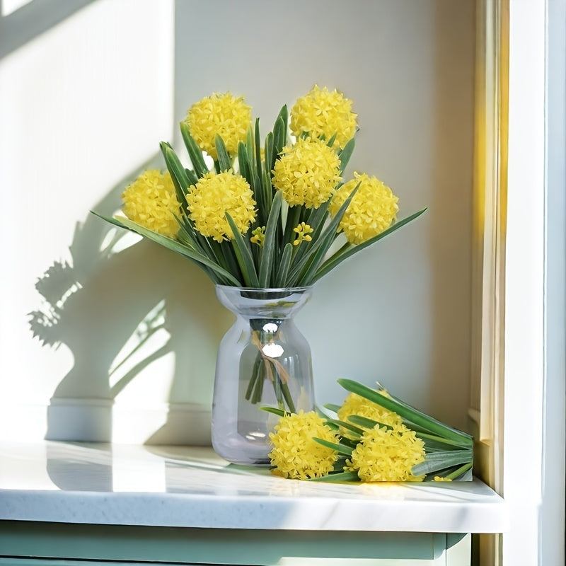 2pcs Boho Chic Artificial Dandelion Bouquets - 6 Faux Chrysanthemum Heads, Perfect for Home & Tabletop Decor, Ideal for Christmas, Valentine&