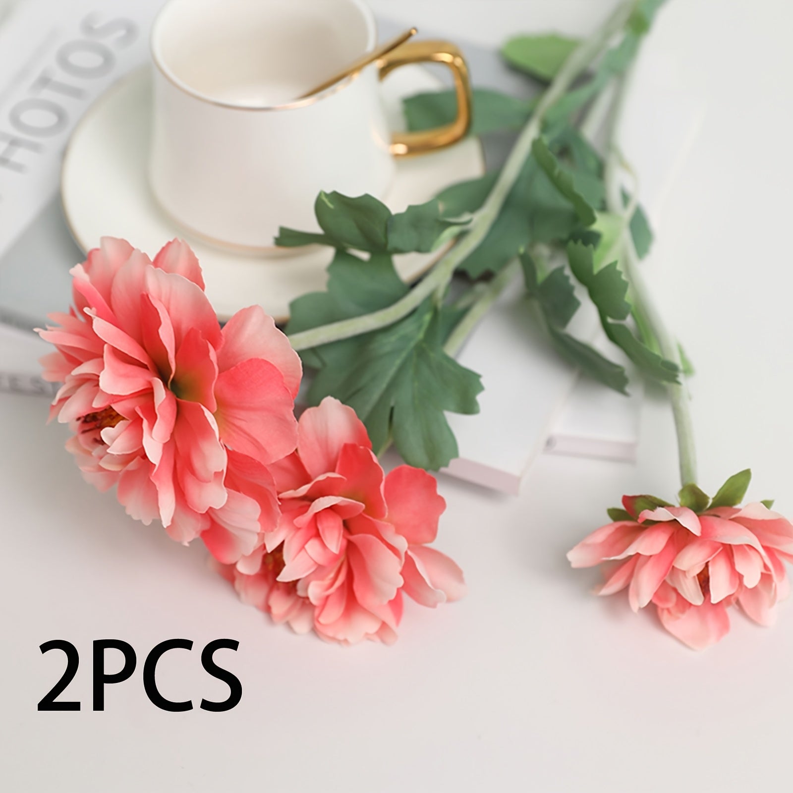 2/5 Stems Lifelike Artificial Silk Peony Flowers - Spring Season Plastic Evergreen Faux Floral for DIY Bouquets, Wedding, Party Home Office Desk Centerpiece, Outdoor Garden, Engagement, Valentine&