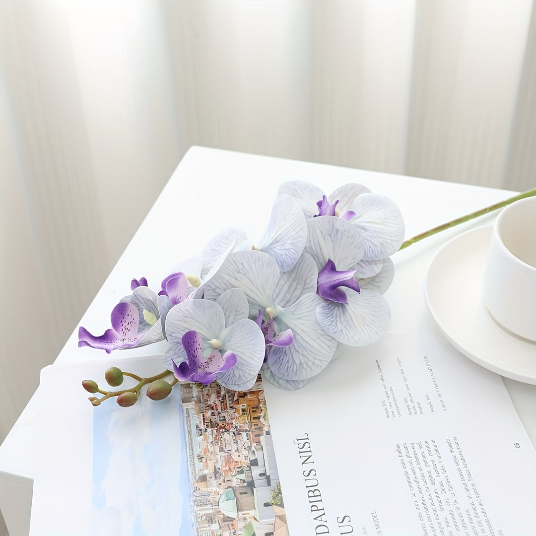 1pc, Artificial 7 Heads Phalaenopsis, Fake Flowers, Fake Orchid For Home Wedding Party DIY Decoration Valentine&