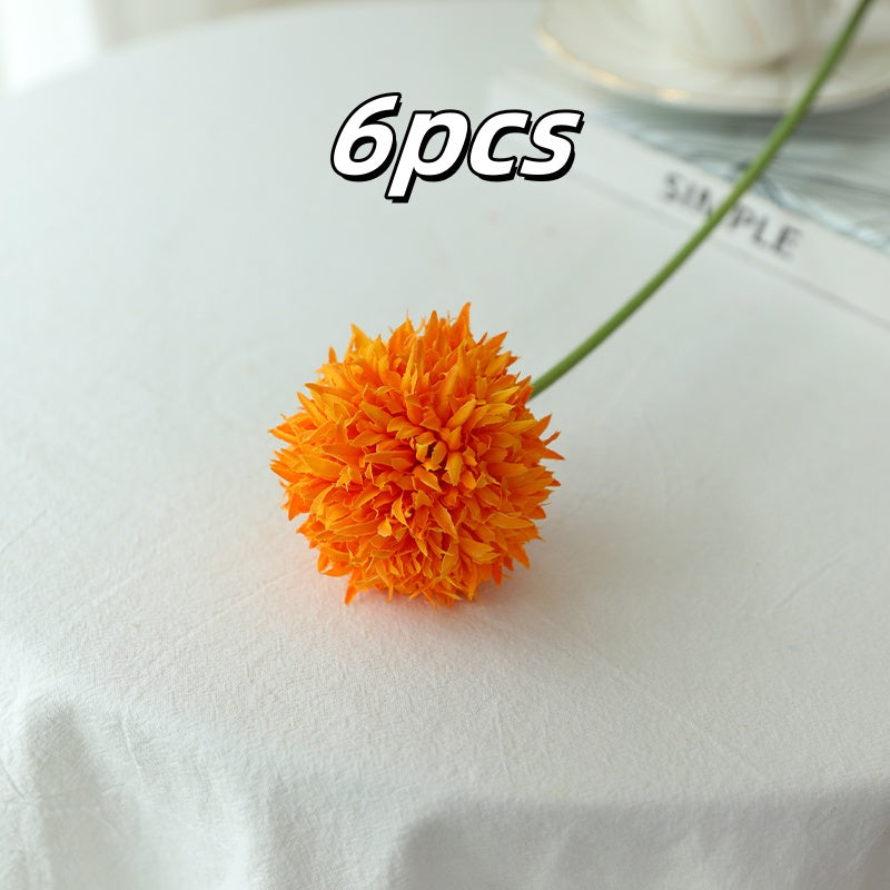 6pcs Boho Style Artificial Chrysanthemum Ball Hydrangea - Silk Fake Flower Plant Arrangement for Wedding Bouquet, Home, Kitchen, Garden, Party Table, Floral Centerpiece DIY - Plastic, Antioxidant, Ideal for Christmas, Thanksgiving, Valentine&