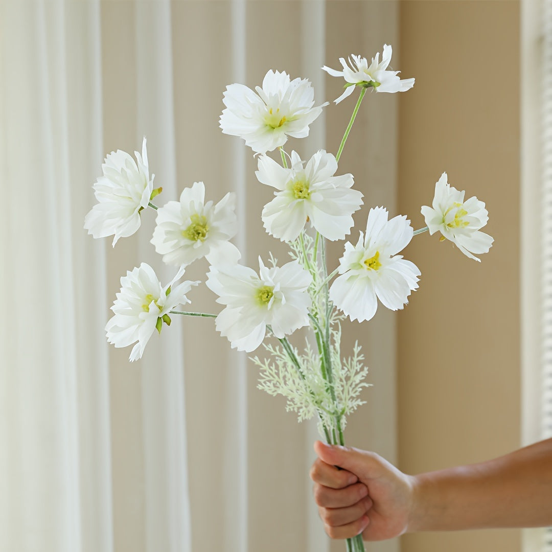 3pcs, Artificial Flowers, Cosmos Bipinnatus Spring Decoration, Small Daisies Cosmos, Artificial Flowers Chamomile, Silk Cloth Fake Flowers, Yard Decorations, Yard Supplies, Party Decorations, Holiday Supplies, Holiday Arrangements, Garden Decorations