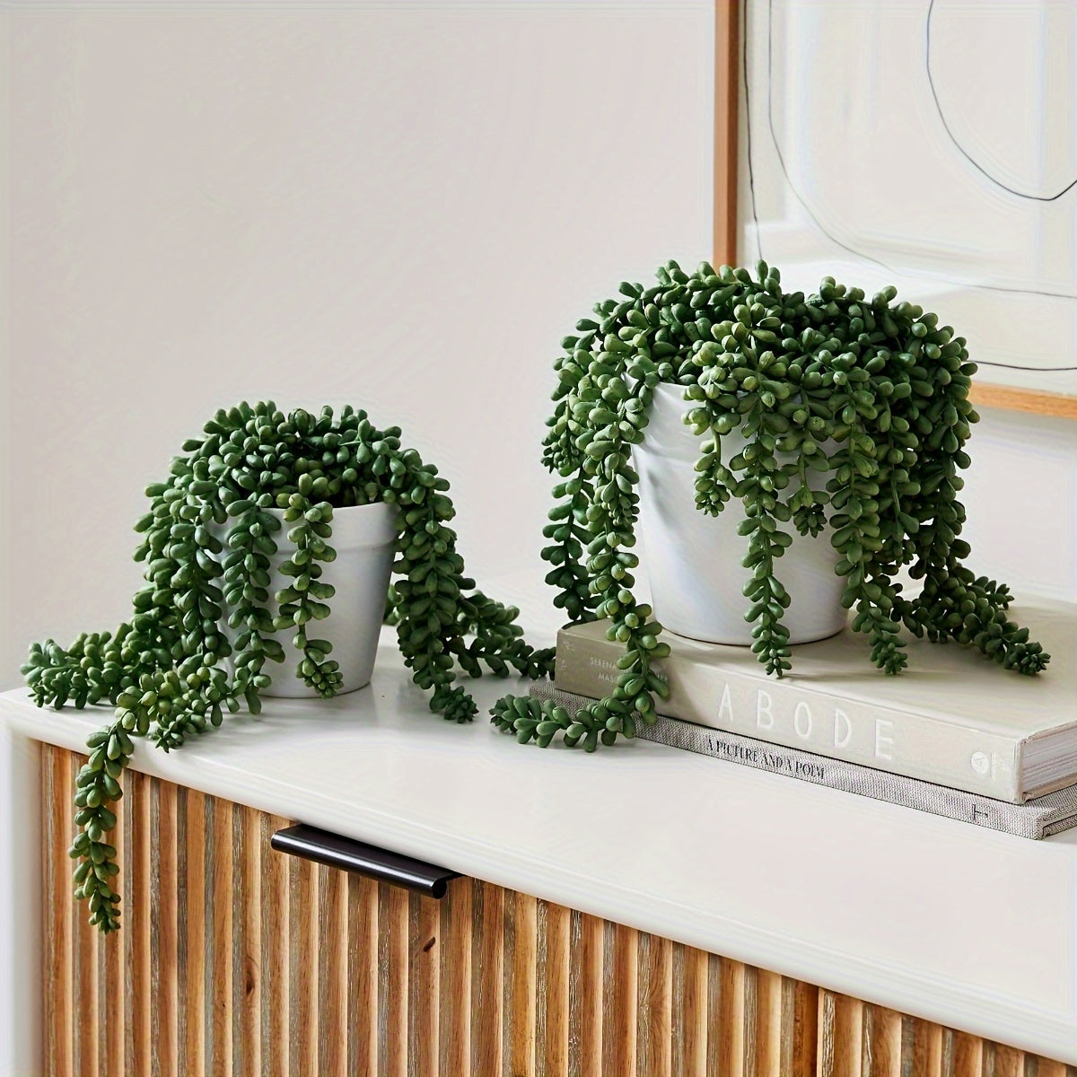 1pc, Artificial Green Plant Lover Tear Vine Home Decoration Fake Flower Buddha Bead Wall Hanging Simulation Green Plant Ceiling Plants