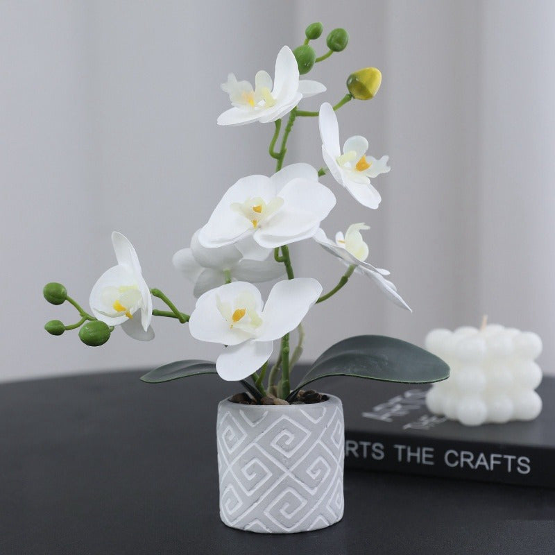 Vibrant 11" Artificial Phalaenopsis Orchid Bonsai - Perfect for Home & Office Decor, Table Centerpieces | Ideal for Christmas, Valentine&