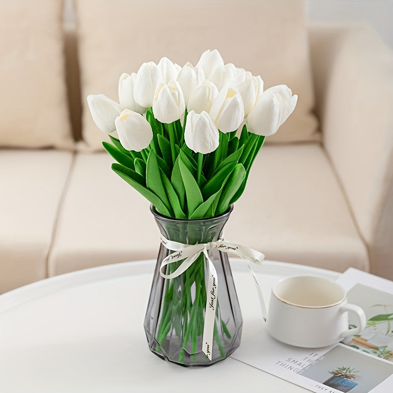 10 high-end artificial flowers, real touch tulip bouquet, wedding room home hotel party event Christmas decoration