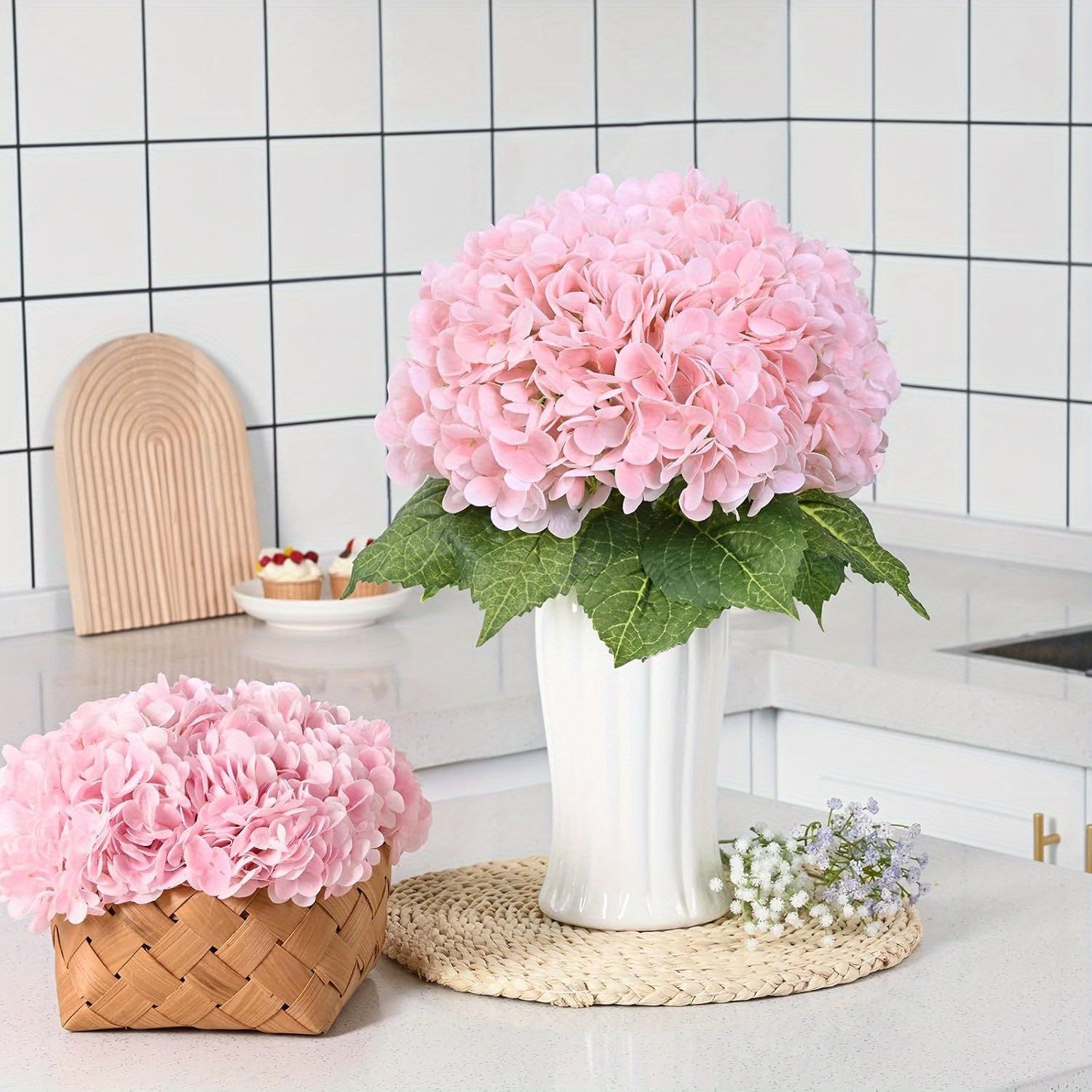 20" Silk Hydrangea Artificial Flower - Perfect for Weddings, Engagements, Home & Office Decor | No Vase Included | Ideal for Outdoor Events, Christmas, Valentine&