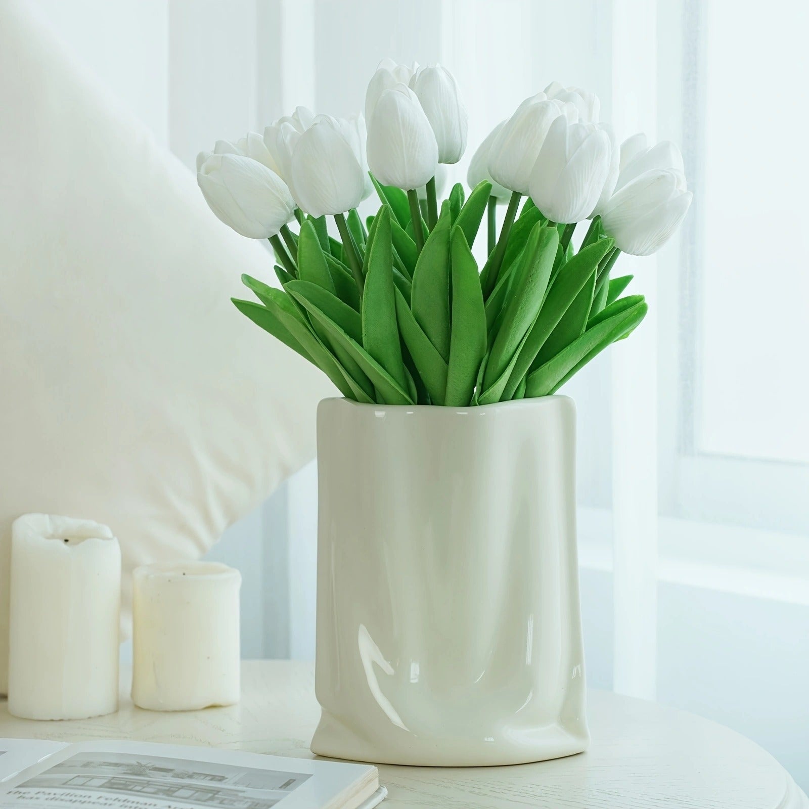 10 high-end artificial flowers, real touch tulip bouquet, wedding room home hotel party event Christmas decoration
