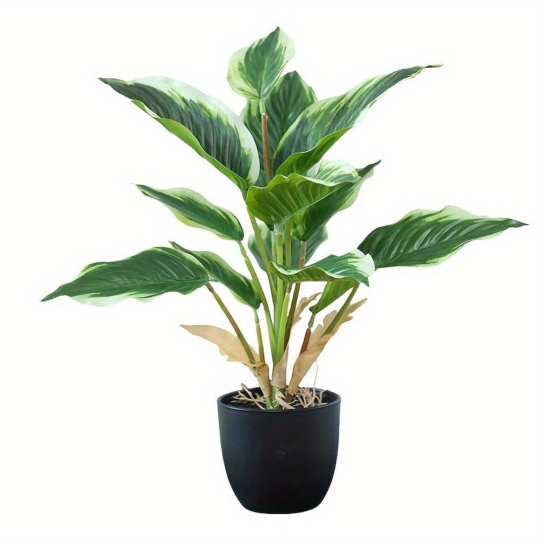 1pc Plastic Simulation Green Radish Potted Evergreen Green Plant for Home Desktop Floor Decoration Ornaments and Landscaping