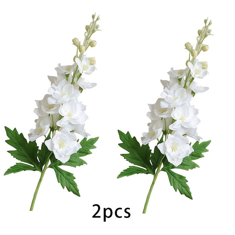 2pcs Silk Larkspur & Snapdragon Artificial Flowers - Long Stem Faux Delphinium for Home, Office, Garden, Wedding Decor - Versatile Indoor/Outdoor Vase Arrangement