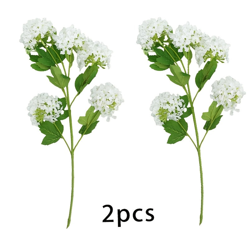 2pcs Elegant Artificial Hydrangea Flowers - 5-Head Faux Snowball Bouquets for Home & Wedding Decor, Perfect for Thanksgiving, Christmas, Valentine&