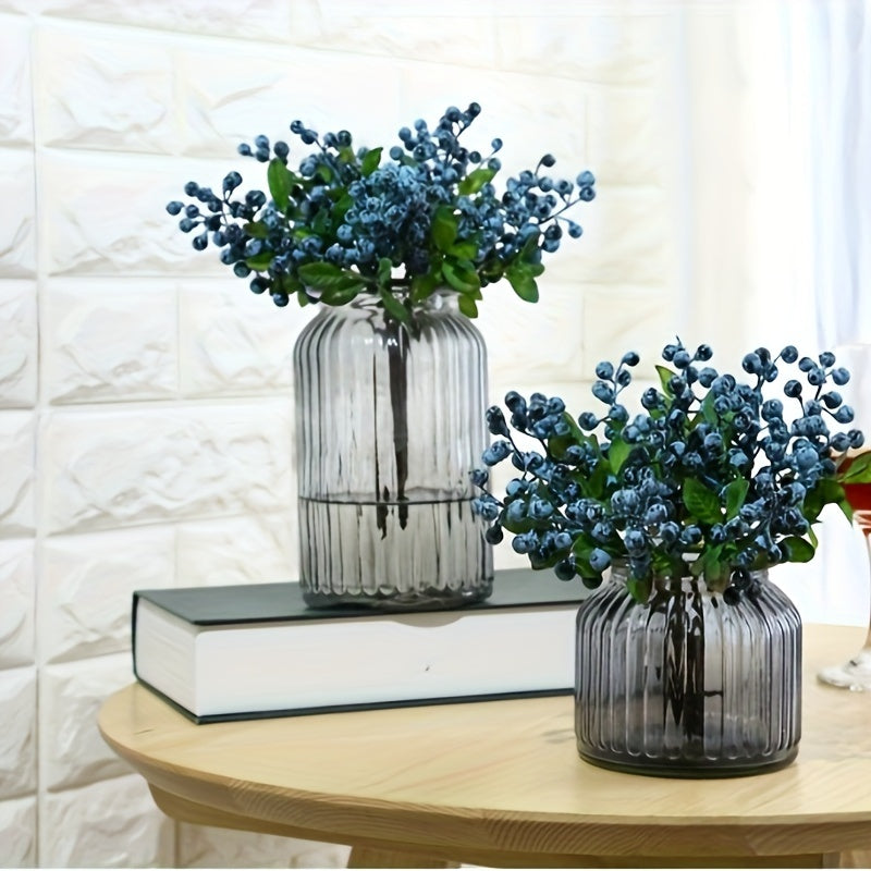 10pcs of Artificial Flowers California Imitation Blueberry Artificial Flower Branches Used for Decorating Blueberry Fruit Branches Fruit Artificial Silk Flowers Home Decoration Party Wedding Blue