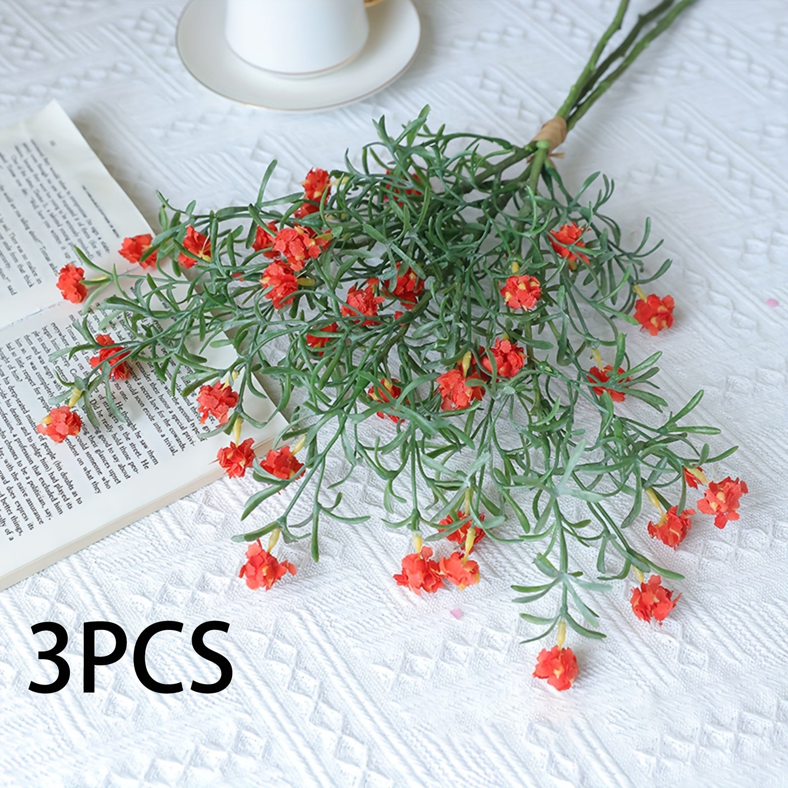 Boho Style Artificial Flower Swags, 3 Branches Plastic Gypsophila & Cherry Blossom Bundle - Faux Silk Flower Bunch for Wedding, Bachelorette, Restaurant & Home Decor - Ideal for Christmas, Valentine&