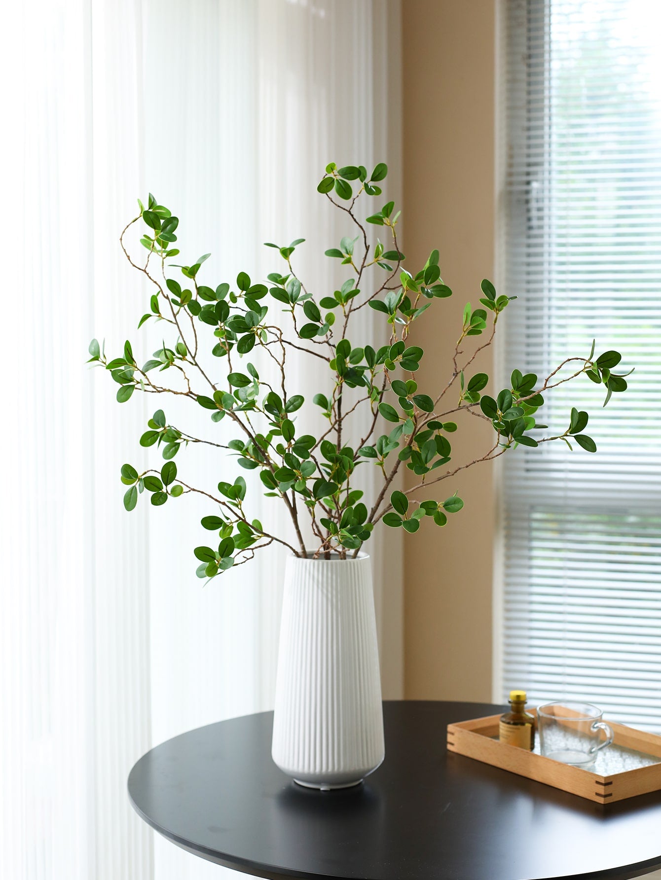 1pc/3pcs/6pcs Artificial 31.5in/80cm Faux Banyan Leaves, Fake Greenery Stems, Artificial Olive Branches, Imitation Plant Branches For Home Decor, Centerpiece Vase Filler, Party Wedding Decoration, Spring Autumn Festival