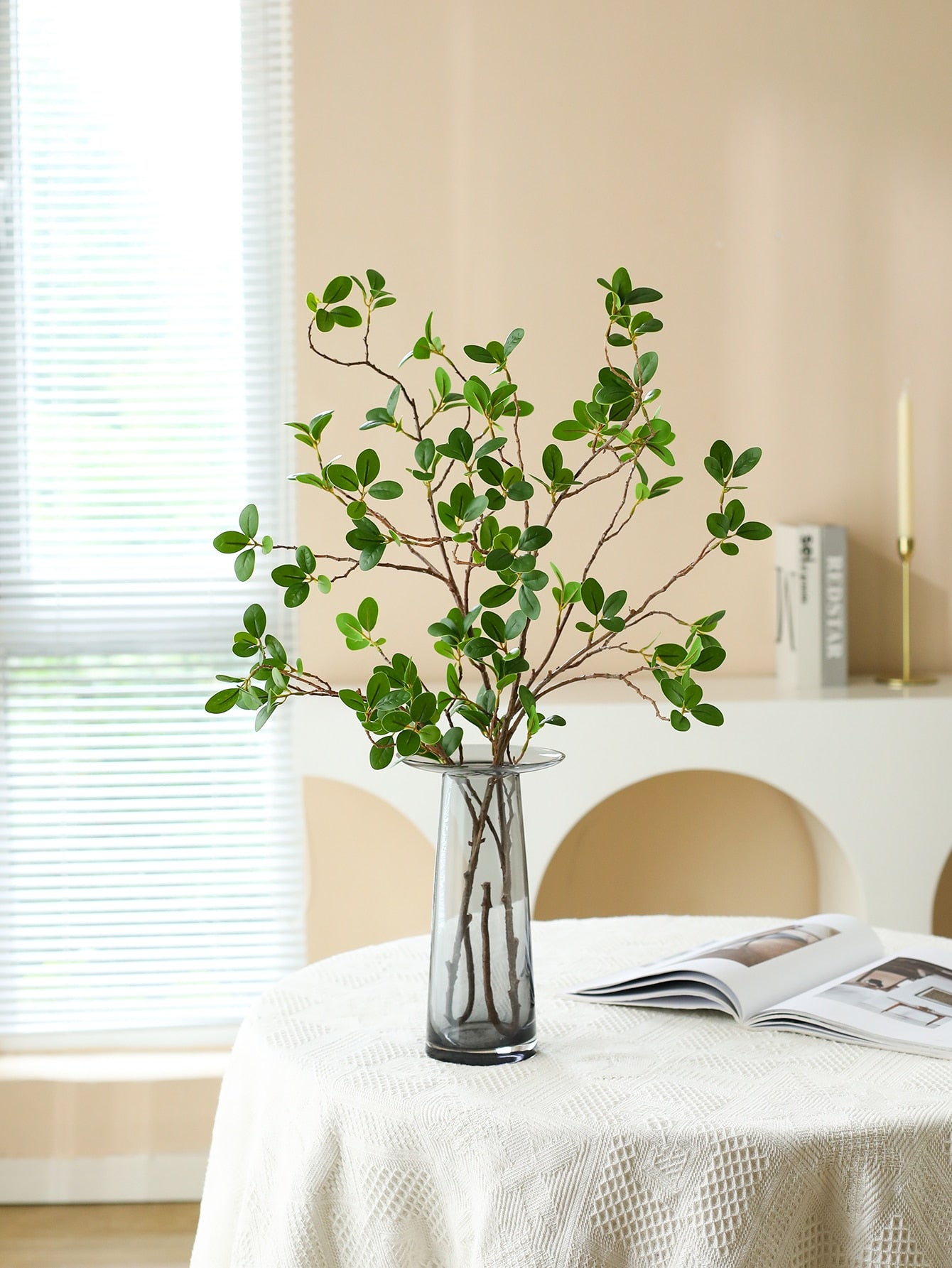 1pc/3pcs/6pcs Artificial 31.5in/80cm Faux Banyan Leaves, Fake Greenery Stems, Artificial Olive Branches, Imitation Plant Branches For Home Decor, Centerpiece Vase Filler, Party Wedding Decoration, Spring Autumn Festival