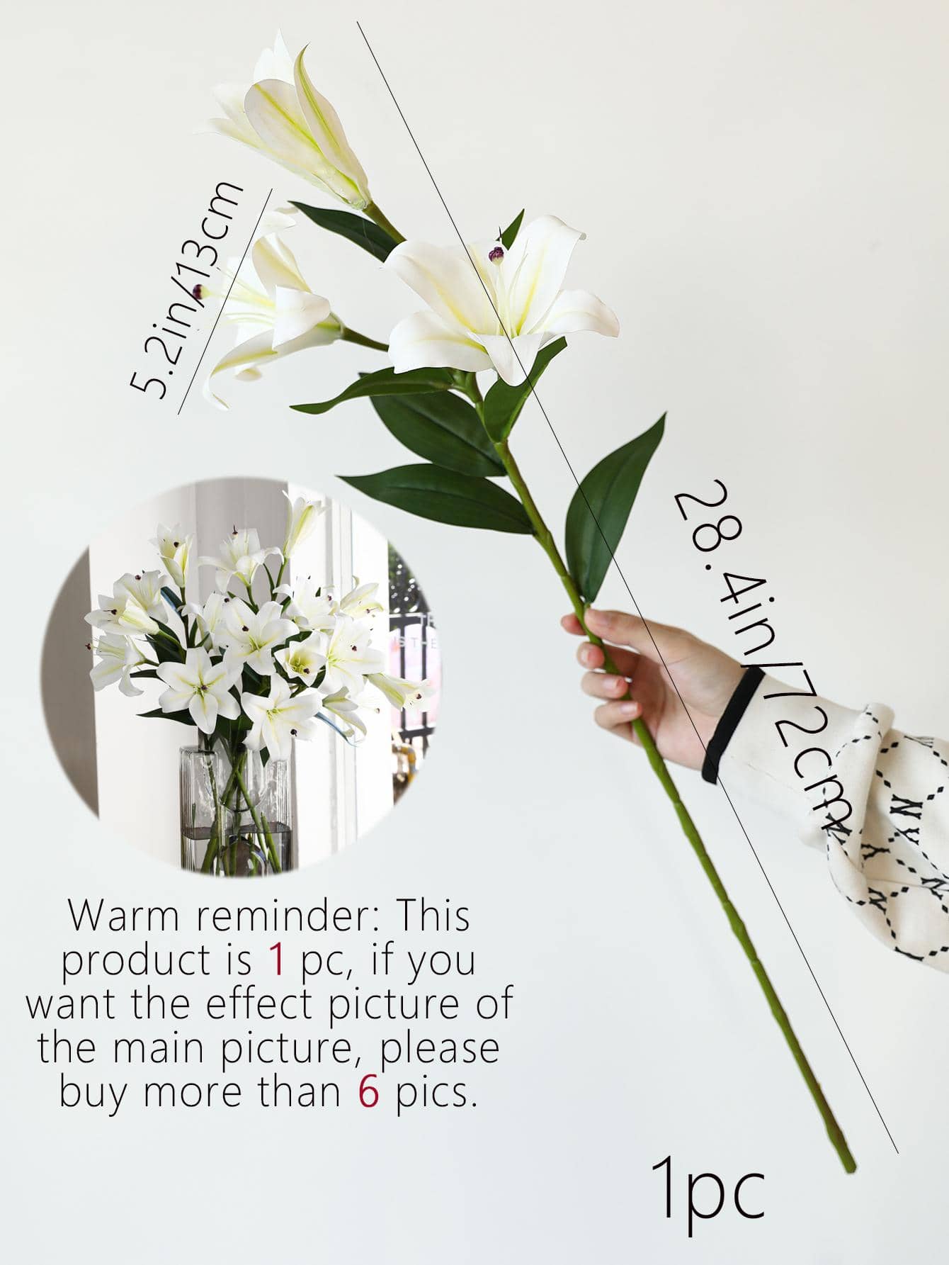 1pc/3pcs/6pcs Artificial Lily Flower, 28.4in/72cm Silk Fake Flower For Home Decor, Office, Party, Wedding, Spring, Mother&
