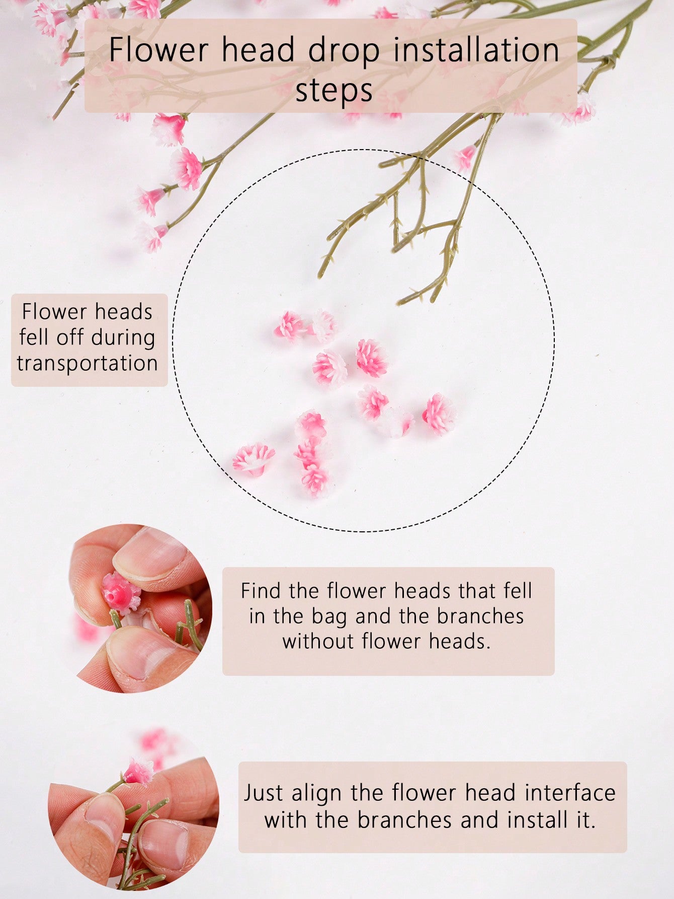 1pc/3pcs/6pcs Artificial Gypsophila Flower, 126 Stems Fake Mini Baby&