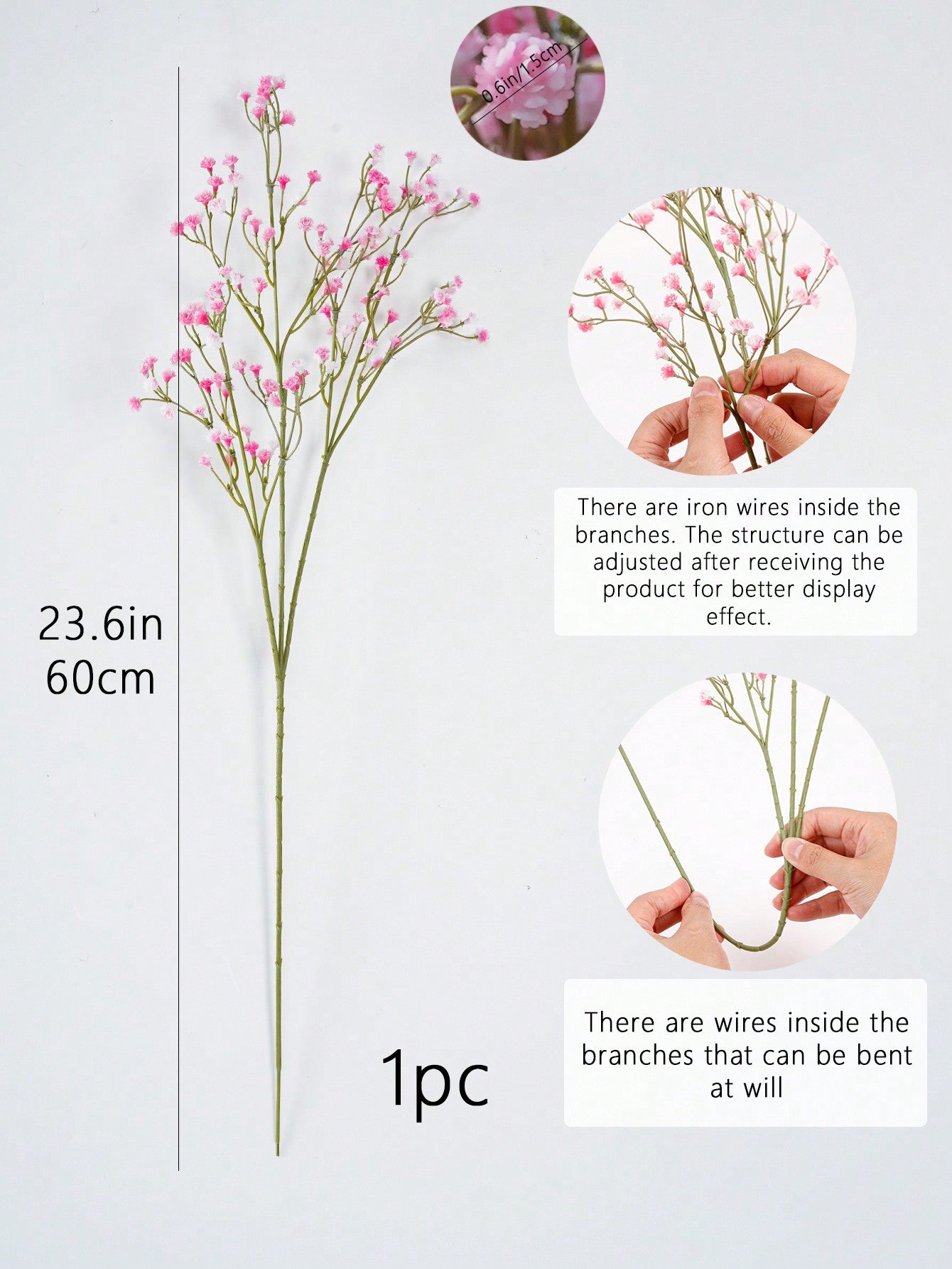 1pc/3pcs/6pcs Artificial Gypsophila Flower, 126 Stems Fake Mini Baby&