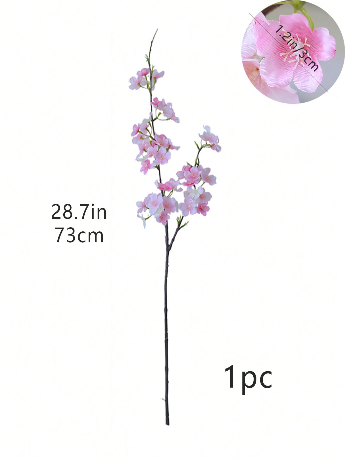 1pc Artificial Peach Blossom & Cherry Blossom Decoration, 28.7in/73cm, Suitable For DIY Garden Home Decor, Wedding Party, Hotel Courtyard, Valentine&