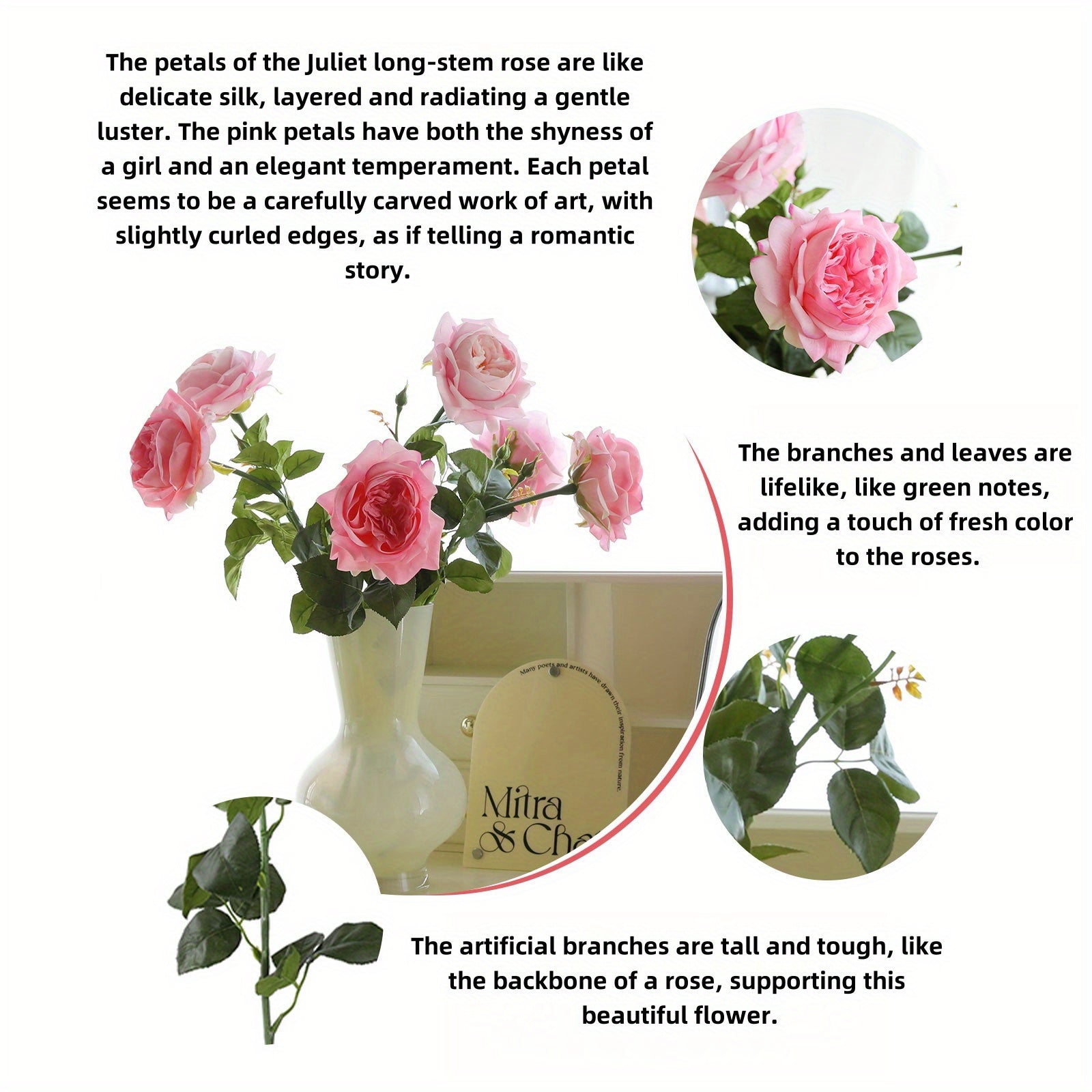 1pc, artificial roses, touch artificial bouquets, wedding decoration bridal bouquets, living room table decoration flower arrangement fake roses, home dining table centerpieces, winter Christmas table decorations, beauty salon decorations