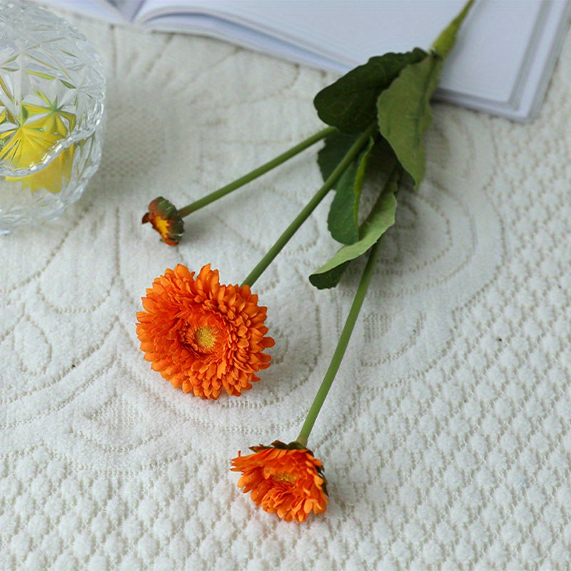 3pcs,Artificial Calendula, Silk Marigoldsmarigold, Autumn Decoration Faux Flowers for Wedding Bouquets Calendula Bridal Bouquet Artificial Wedding Flowers Home Garden Decor Party Birthday, Valentine&