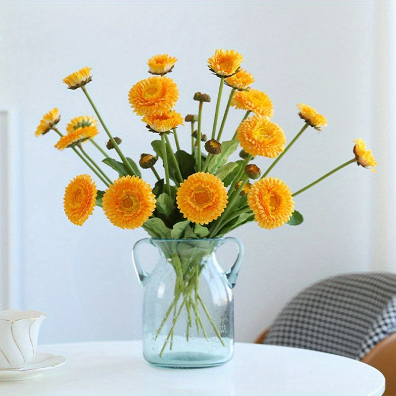 3pcs,Artificial Calendula, Silk Marigoldsmarigold, Autumn Decoration Faux Flowers for Wedding Bouquets Calendula Bridal Bouquet Artificial Wedding Flowers Home Garden Decor Party Birthday, Valentine&