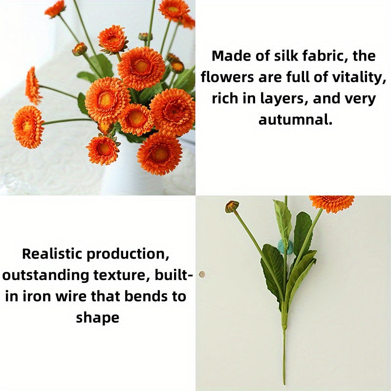 3pcs,Artificial Calendula, Silk Marigoldsmarigold, Autumn Decoration Faux Flowers for Wedding Bouquets Calendula Bridal Bouquet Artificial Wedding Flowers Home Garden Decor Party Birthday, Valentine&