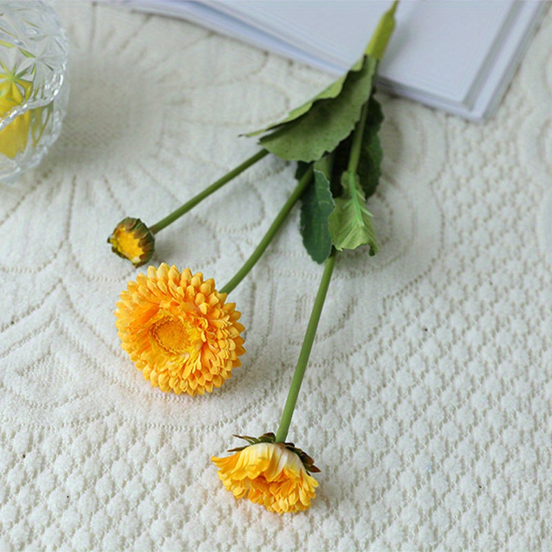 3pcs,Artificial Calendula, Silk Marigoldsmarigold, Autumn Decoration Faux Flowers for Wedding Bouquets Calendula Bridal Bouquet Artificial Wedding Flowers Home Garden Decor Party Birthday, Valentine&