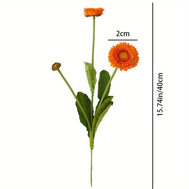 3pcs,Artificial Calendula, Silk Marigoldsmarigold, Autumn Decoration Faux Flowers for Wedding Bouquets Calendula Bridal Bouquet Artificial Wedding Flowers Home Garden Decor Party Birthday, Valentine&