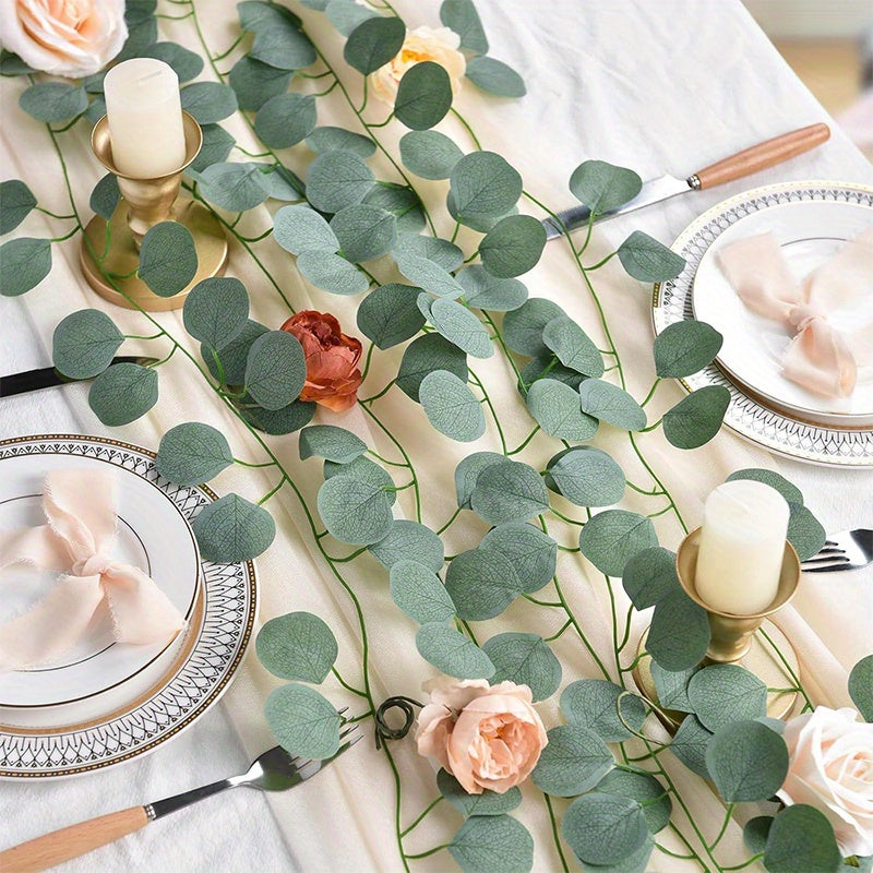 10pcs13in, Artificial Eucalyptus Garland Faux Silk Eucalyptus Leaves Vines Handmade Garland Greenery Wedding Backdrop Arch Wall Decor, eucalyptus garland, eucalyptus garland for table, table garland greenery, green garlands for decoration, green leaf garl