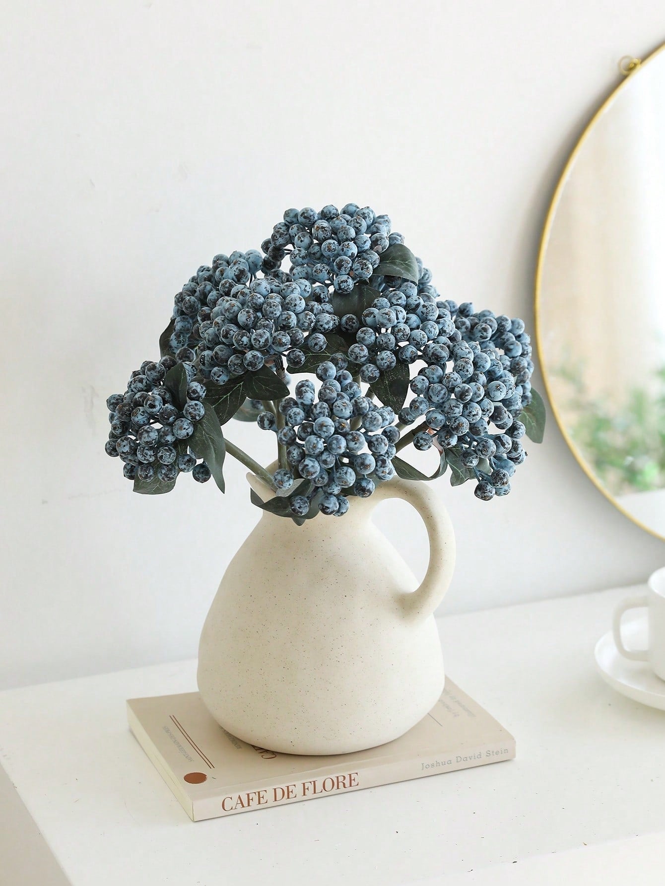 1pc/3pcs/6pcs Artificial Berry Branches, Lifelike Fake Blueberry Fruit, Simulated Berry Stems, Suitable For Wedding Decor, Home Party, Holiday, Vase Filler, Wreath DIY, Christmas, Thanksgiving Farmhouse Decor