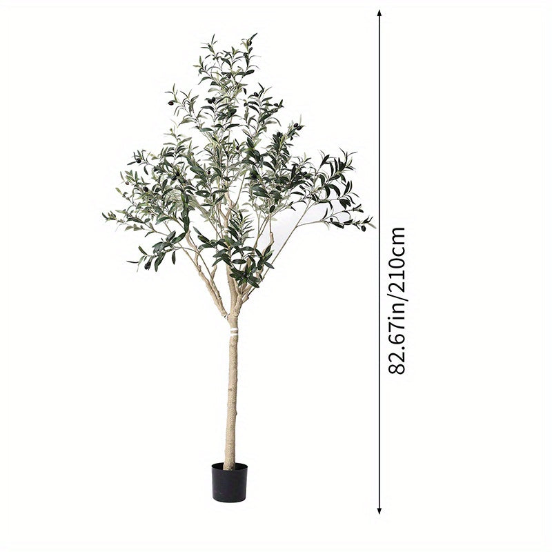 1pc Plastic Artificial Olive Tree with Multi-Trunk, Silk Leaves, and Fruits - Lifelike Indoor & Outdoor Decor for Home, Office, Living Room