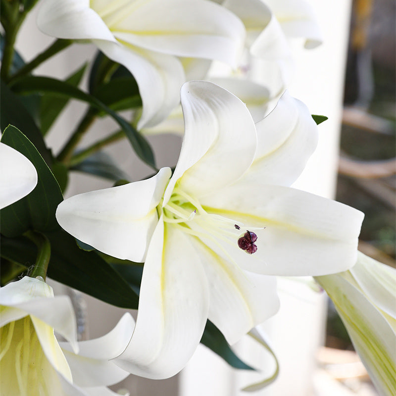 3 Pack Multi-Head Artificial Lily Flowers, No Power Needed, Faux Plastic Floral Craft for Home, Office Decor, Special Occasions, and Holiday Decorations
