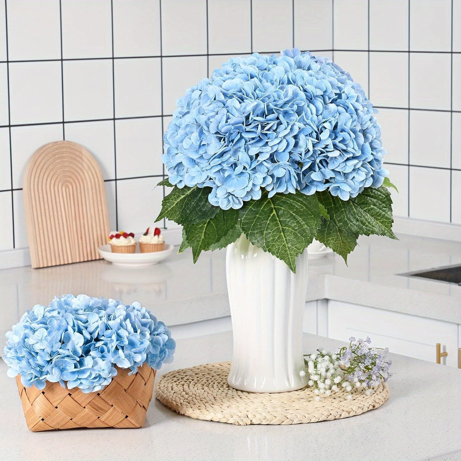 20" Silk Hydrangea Artificial Flower - Perfect for Weddings, Engagements, Home & Office Decor | No Vase Included | Ideal for Outdoor Events, Christmas, Valentine&