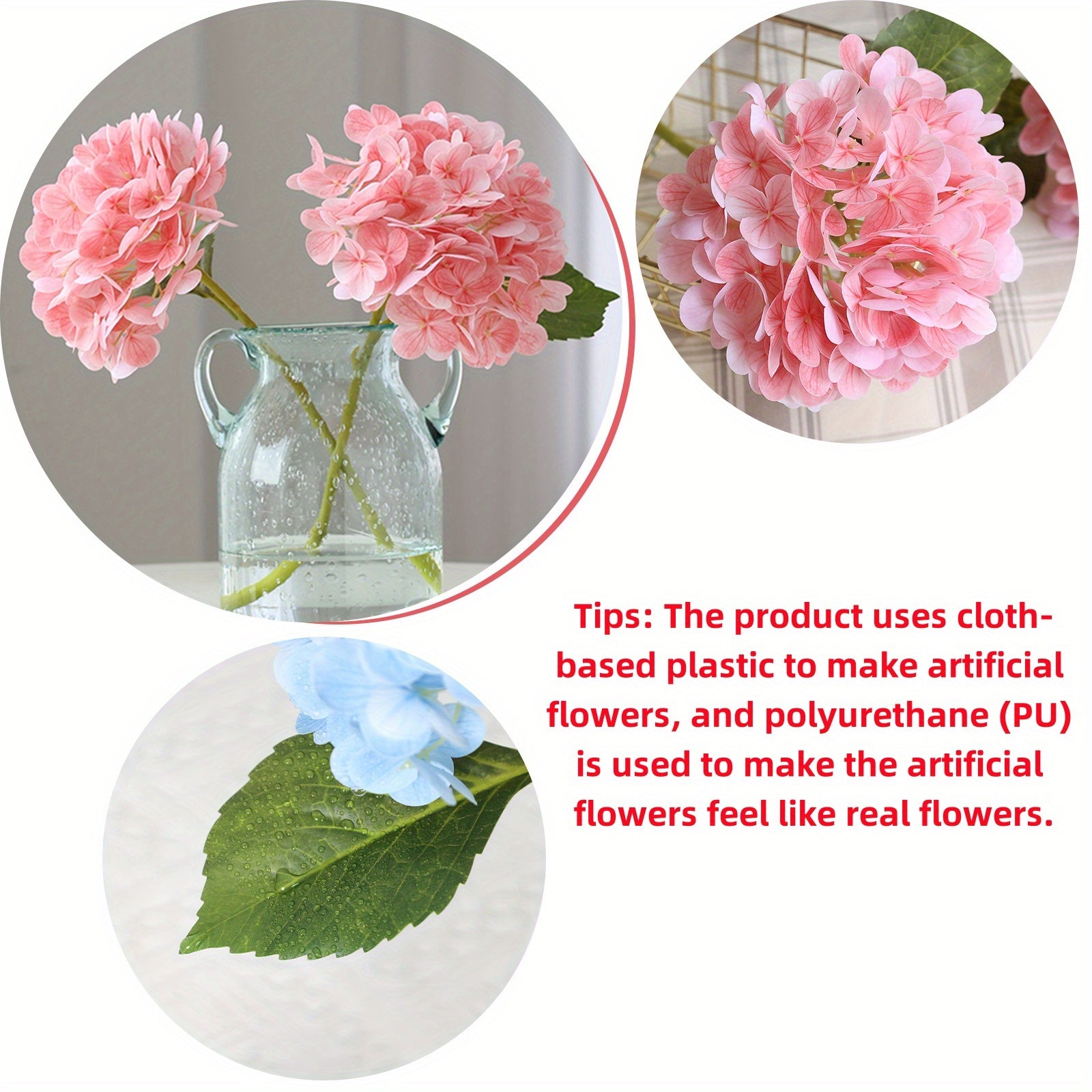 4pcs, 12in, Artificial Hand-felt Fabric Hydrangea, 3D Hand-felt Large Hydrangea, Suitable for Outdoor Wedding Office Family Gathering Living Room Table Decoration