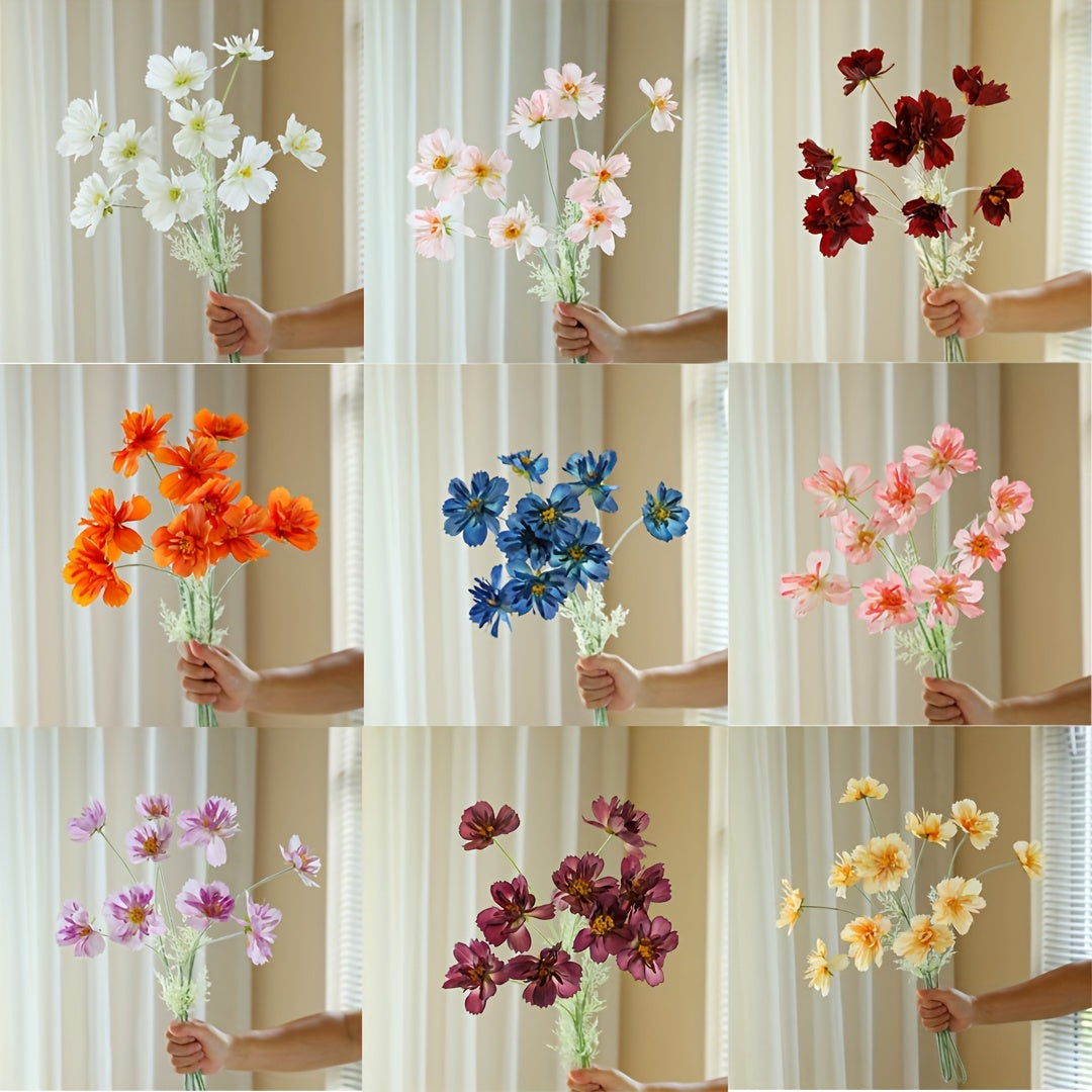 3pcs, Artificial Flowers, Cosmos Bipinnatus Spring Decoration, Small Daisies Cosmos, Artificial Flowers Chamomile, Silk Cloth Fake Flowers, Yard Decorations, Yard Supplies, Party Decorations, Holiday Supplies, Holiday Arrangements, Garden Decorations