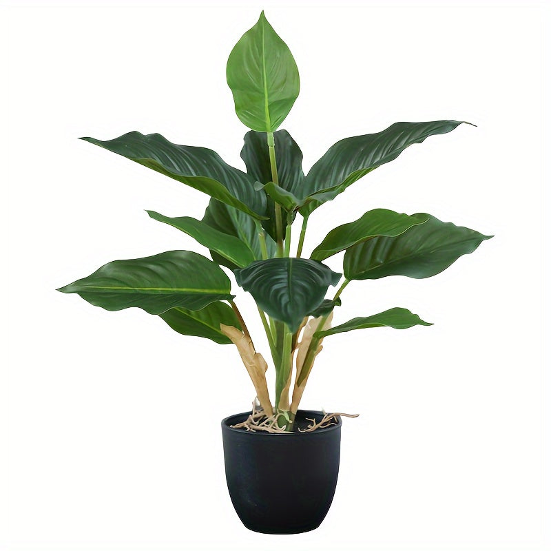 1pc Plastic Simulation Green Radish Potted Evergreen Green Plant for Home Desktop Floor Decoration Ornaments and Landscaping
