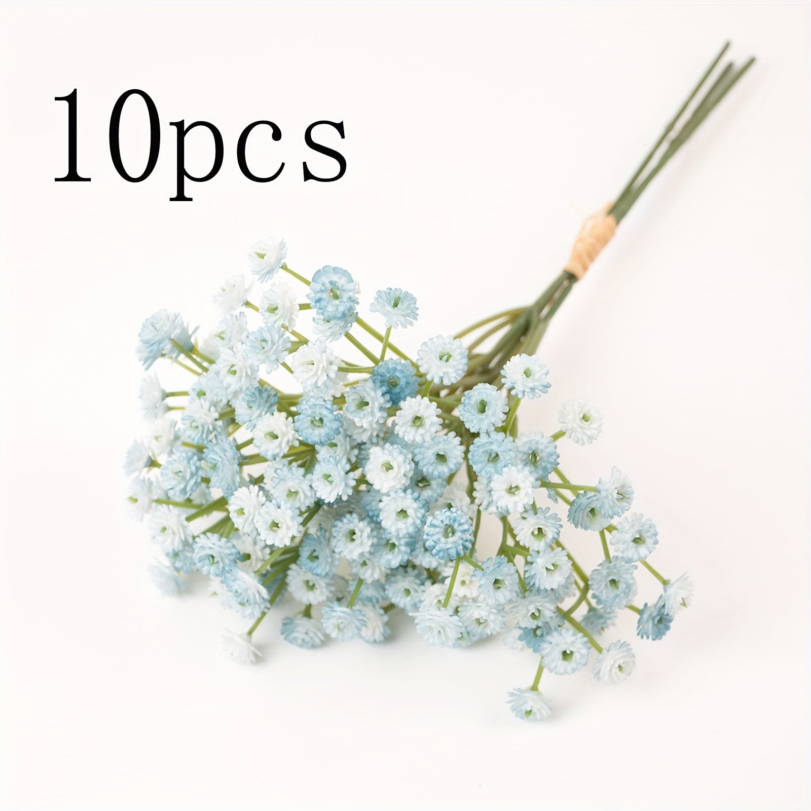 6/10pcs Gypsophila Artificial Flowers, Fake Flowers Gypsophila Bouquet Autumn Artificial Flowers for Decoration, Real Touch Silk Flowers for Wedding Christmas DIY Party Home Garden Office Decoration (White, Blue)