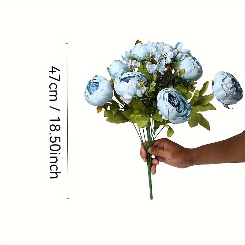 13 Heads of European Style Potted Peony Flowers for Living Room, Home, Dining Table Decoration, Artificial Flowers, Wedding Decoration - Multi-purpose
