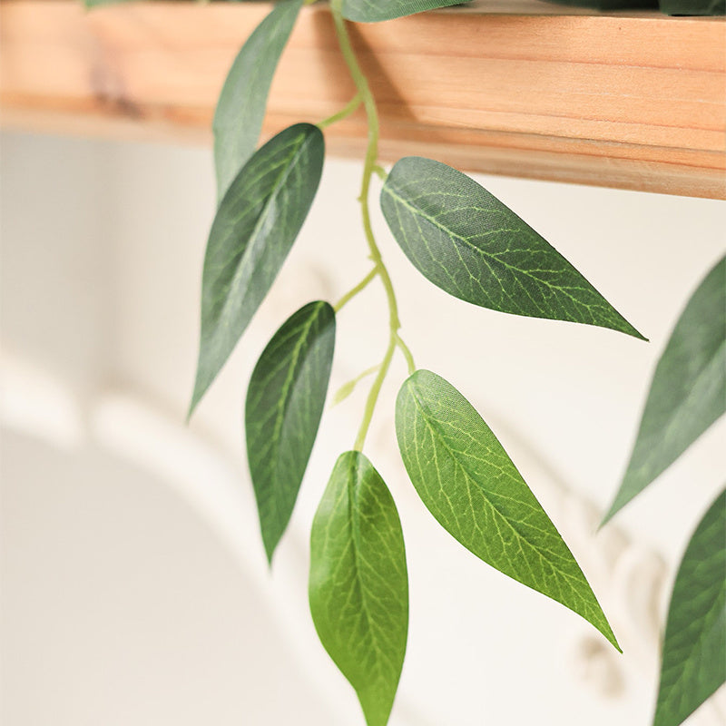 2-Pack Artificial Willow Garland, Silk Green Leaves Faux Hanging Plants, Plastic Greenery Decoration for Wedding Arch, Bedroom Wall, Party, Apartment, Room Decor - Ideal for St. Patrick&
