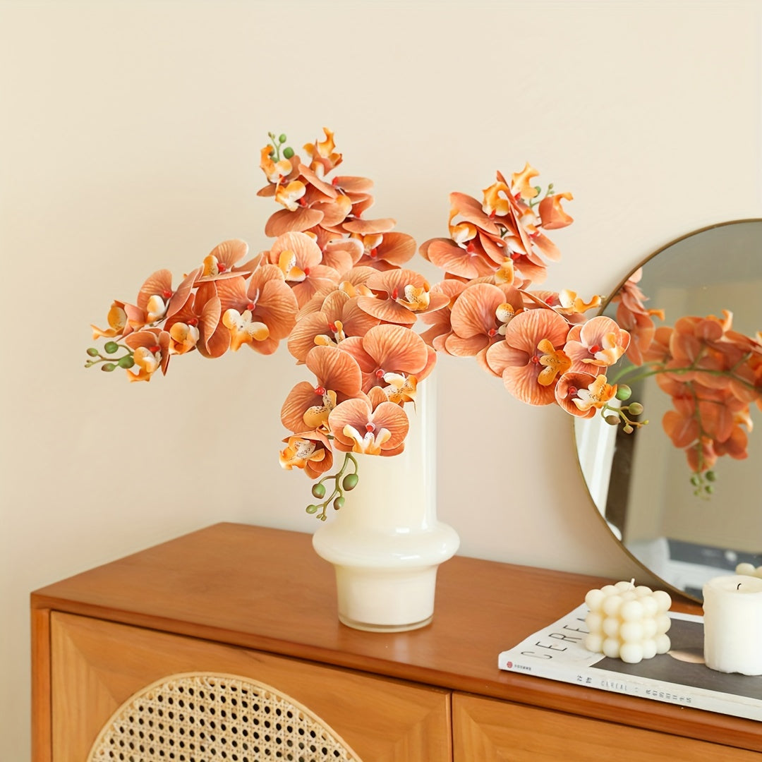 1pc, Artificial 7 Heads Phalaenopsis, Fake Flowers, Fake Orchid For Home Wedding Party DIY Decoration Valentine&