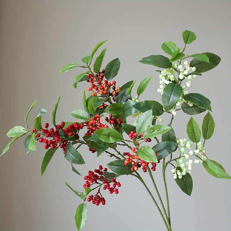 2pcs Bohemian Style Artificial Berries & Leaves - Perfect for DIY Christmas, Halloween, Mother&