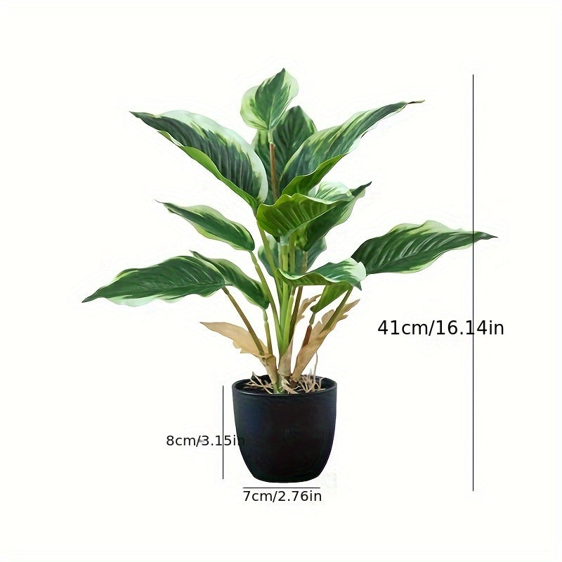 1pc Plastic Simulation Green Radish Potted Evergreen Green Plant for Home Desktop Floor Decoration Ornaments and Landscaping