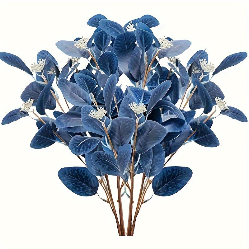 8pcs Artificial Eucalyptus Leaf Bouquet with Fruits - Plastic Fake Flower Arrangement for Home Decor, Tabletop Display, No Container - Perfect for Christmas, Thanksgiving, Valentine&