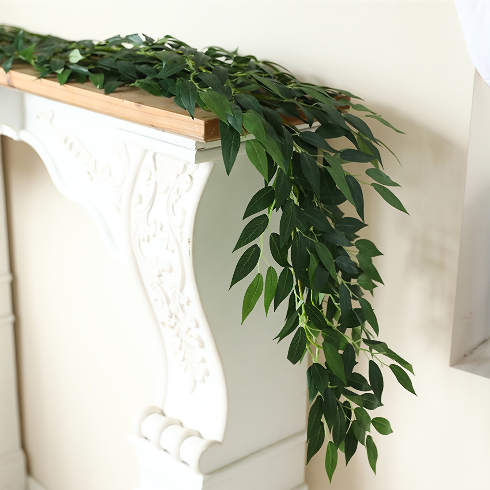 4pcs MOHUAGE Classic Style Plastic Fake Vine Plants, Realistic Green Leaves for Home, Garden, Wedding, Christmas, Thanksgiving, Easy Install, Durable, Versatile Seasonal Decorations
