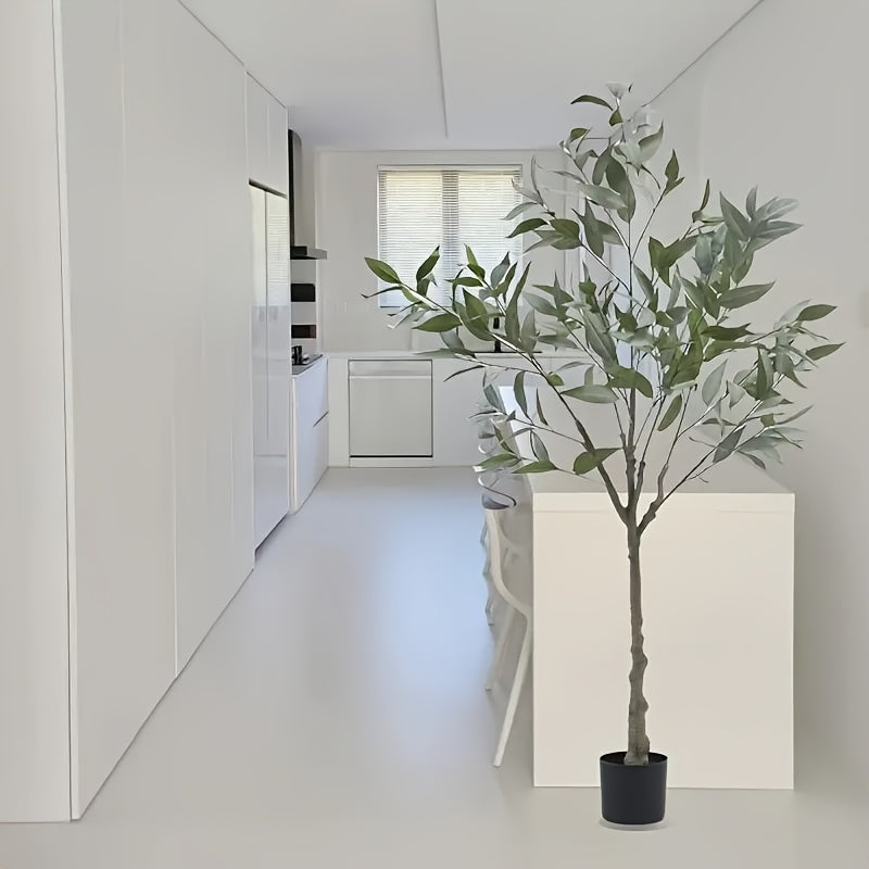 1pc Eucalyptus Tree - Tall Faux Potted Plant for Home Office Decor, Silk Artificial Greenery, Plastic Nursery Pot, Versatile for New Year, Housewarming, Bachelorette, Cocktail Party, Ball, Christmas, Easter, Hanukkah, Thanksgiving, June Celebrations